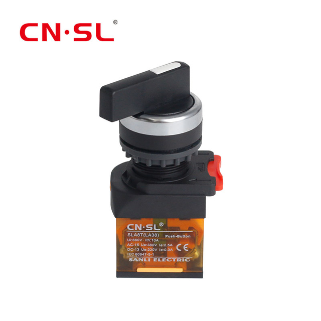 22 mm 220 V 3-Positionen-Druckknopf-Steuerschalter aus Kunststoff