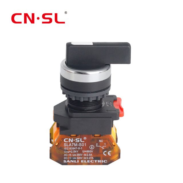 2-Positionen-Selbstsperr-N/O-Wählschalter, schwarzer Wahlschalter mit langem Griff und Halteposition