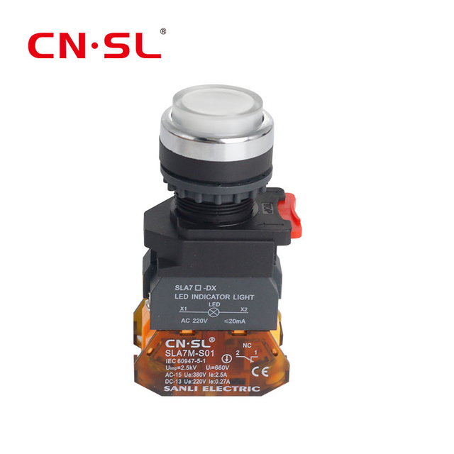 10 A Hochstrom 220 V selbstsichernder Reset-Ring mit hellrot-grünem 22-mm-Drucktastenschalter aus Kunststoff