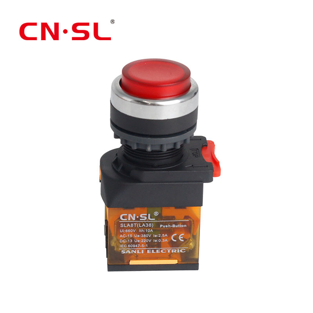 22 mm wasserdichter, kurzzeitiger Reset-hoher/flacher runder Kunststoff-Drucktastenschalter