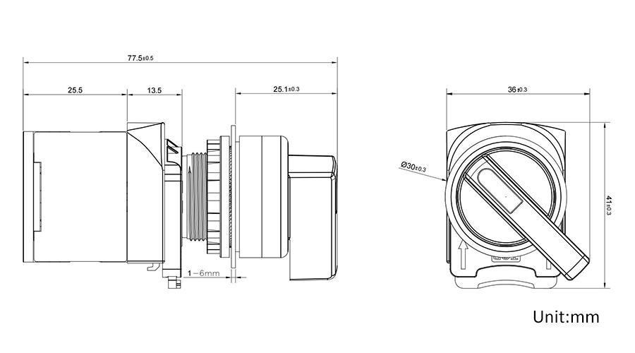 8T长柄旋钮二位置锁-复位